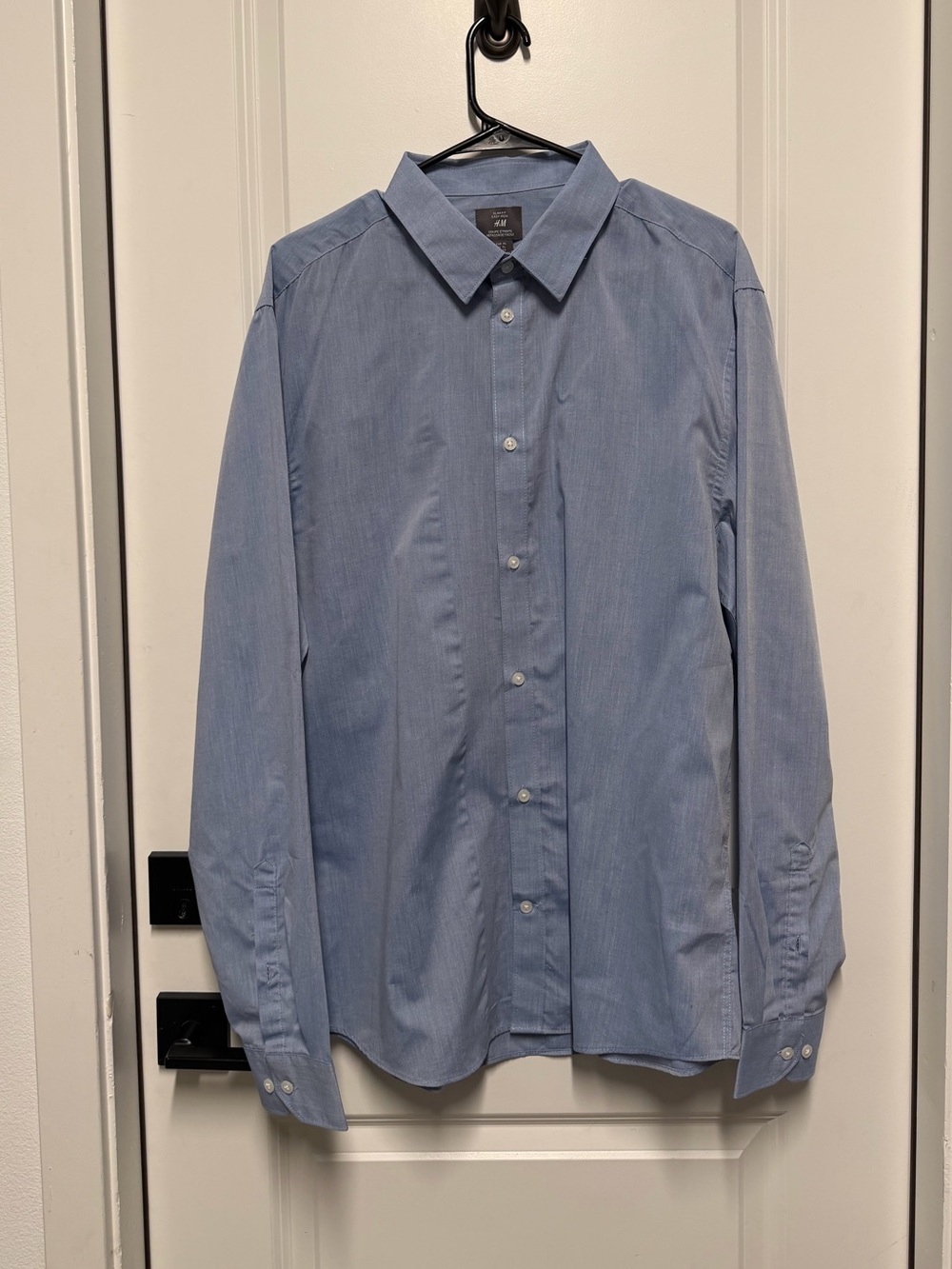 NWT H&M Slim Fit Easy Iron Light Blue Button Down Dress Shirt XL